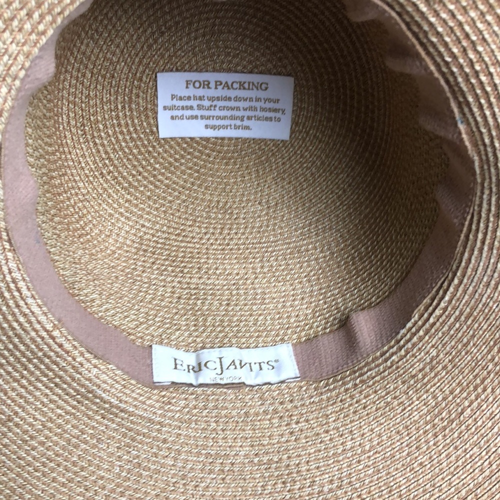 ERIC JAVITS Wide Brim Straw Sun Hat in Natural Tan - Picture 5 of 10